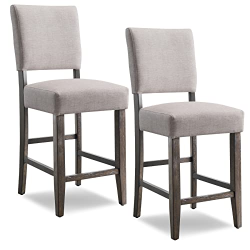Leick Upholstered Back Counter Height Barstool (Set of 2), Grey